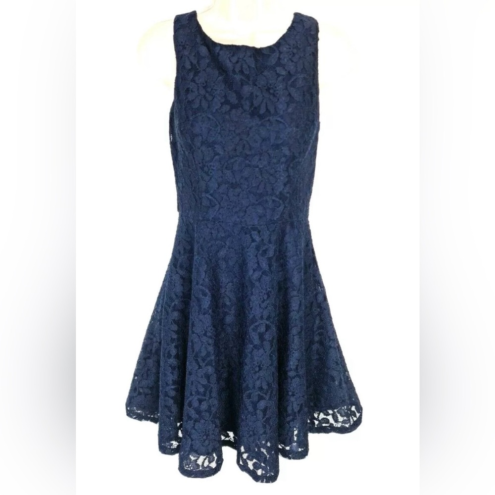 Elegant Navy Lace Dress